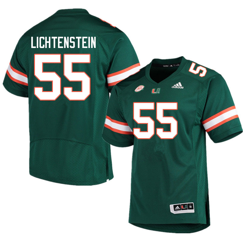 Men #55 Jacob Lichtenstein Miami Hurricanes College Football Jerseys Sale-Green